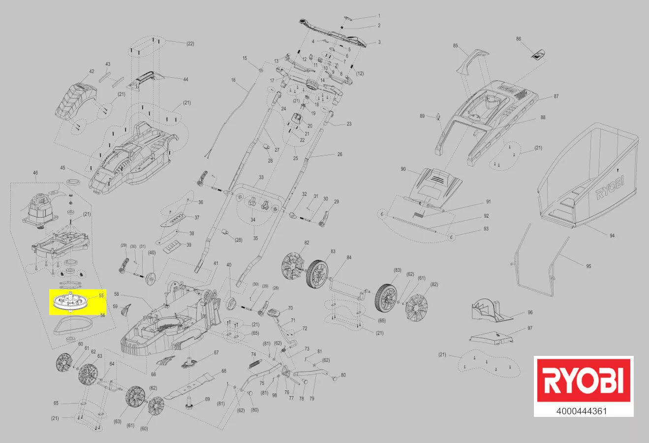poulie de courroie réf. 5131040942 Ryobi